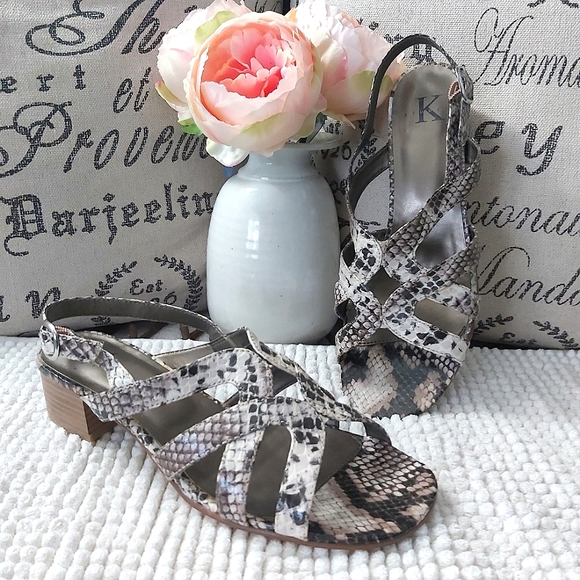 K Studio sandals size 9 snake print leather strappy - Picture 1 of 11
